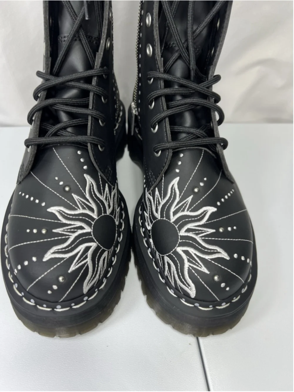 Dr Martens Jadon Hi Solar Flare Boot Embroidery Black 9L 8M Goth Punk Festive
